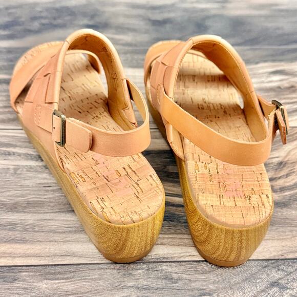 NIB Korks by Kork Ease 8M Fraya Leather Slingback Platform Wedge Sandal - Picture 7 of 11